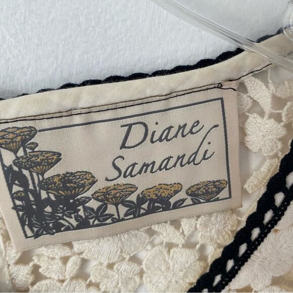 Diane Samandi Ivory Cream Black Eyelet Embroidered Lace Mini Dress size small - Picture 7 of 7
